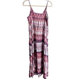 Nicole Miller NY Purple Pink Sundress Maxi Dress Women M Beach Casual Boho Comfy